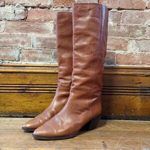 VTG Walter Steiger Tall Brown Boot Lizard Embossed Leather Pointed Toe Women’s 7